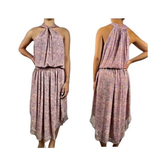 NEW Ramy Brook Printed Kent Midi Dress Small Pink Pastel Paisley Chiffon $485 - Picture 1 of 12
